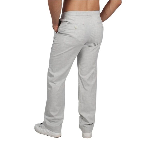 NWT J. FERRAR Men’s Big & Tall Light  Woven Pattern Pants Light Gray (S) #333 - Picture 3 of 12